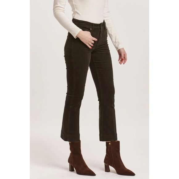 Dear John Denim Jeanne Mid Rise Cropped Flare Pants Forest Pine Corduroy 30 - Picture 3 of 4
